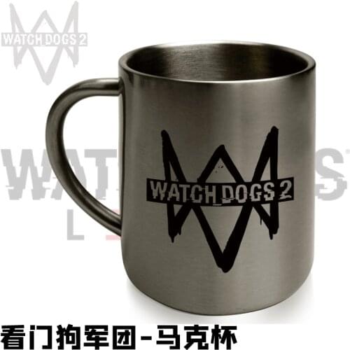Steam Ubisoft Watch_Dogs 2 Logo 300ml Double Wall 304 Stainless Steel Cup Coffee Milk Tea Water Travel Mug for Outdoor Drinking