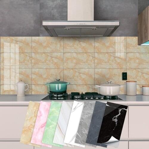 Self Adhesive Classic Marble Tile Stickers Waterproof Oil Proof Peel and Stick Wall Sticker Kitchen Bathroom Backsplash Decor