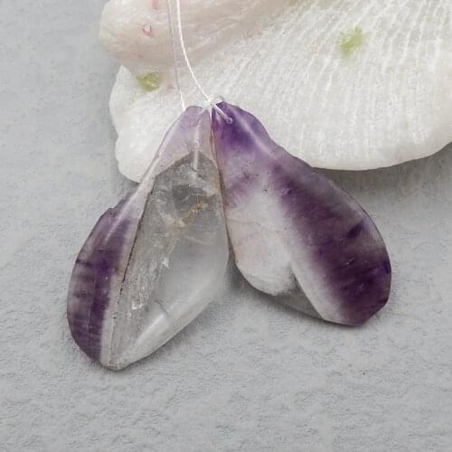 Natural Semi-precious stones, Jewelry accessories Amethyst Earring Bead 33X24X5MM 12.6G
