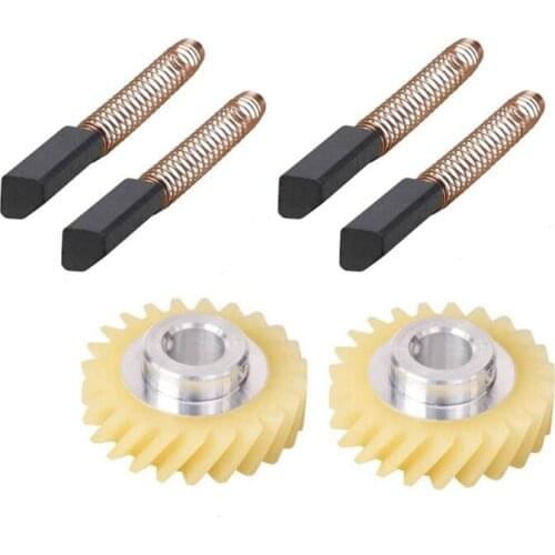 W10112253 9706416 Motor Brush W10380496 4162897 Mixer Worm Drive Gear for Kitchenaid Stand & 2 Pair of Motor Brushes