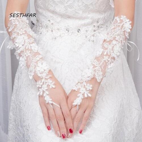 Wedding Bridal Gloves New Fashion Wedding Gloves Have Long Lace Wedding Gloves White ST031