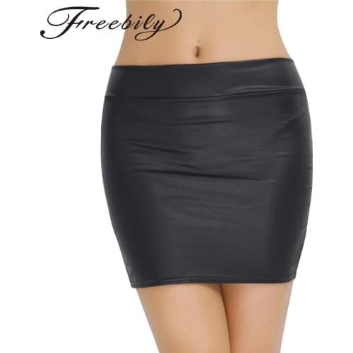 2018 Women Sexy Zipped Bandage Pencil Skirts With Back Zipper Closure Faux Leather Skirt Autumn Zip Up High Quality Mini Skirts