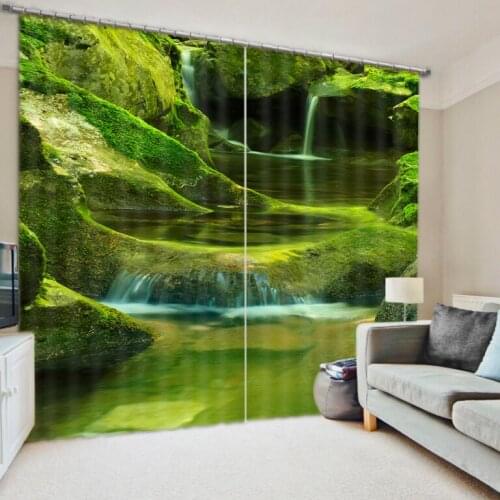 Green forest curtains Scenery Beauty Digital Photo Printing Blackout 3D Curtains for Living Room Bedding Room Hotel