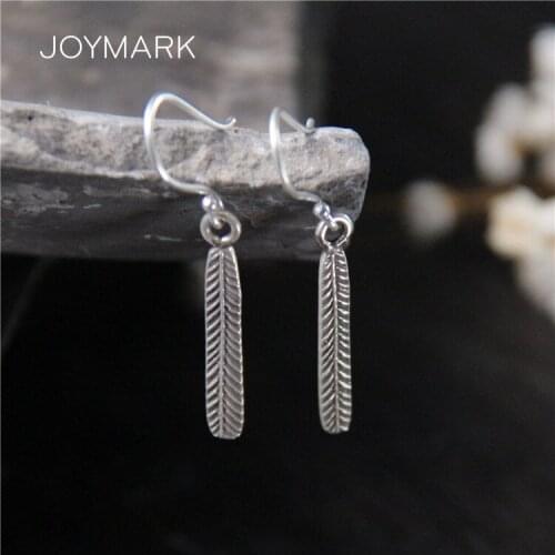 Ethnic Style S925 Sterling Silver Earrings Handmade Vintage Thai Silver Leaf Drop Earrings Women Fairy Silver Earrings TSE506
