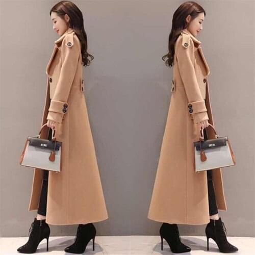 X-Long 2021 New Women outerwear winter clothing fashion warm woolen blends Slim female elegant Double Breasted woolen coat