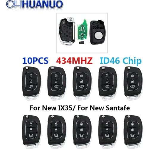 10pcs/lot Floding Smart Remote key Fob 3 Button 434MHz ID46 Chip for Hyundai New Santafe