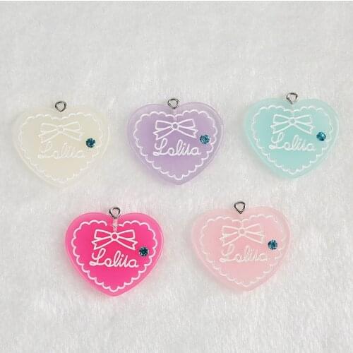 10pcs Flatback resin heart charms Jewelry necklace pendant for earrings diy Keychain parts