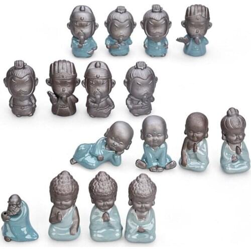 2pcs 3pcs 4pcs a set Purple Clay Tea Pet Chinese Style Monk Figure Ceramic Crafts Home Decoration Tea Ceremony Accessories