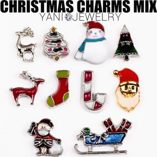 20pcs/lot Free Shipping Charms Mix Enamel Christmas Charms For Floating Locket Charms