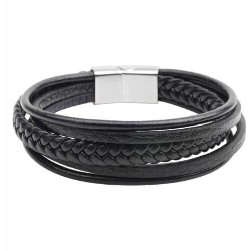 2017 Fashion Stainless Steel Chain Genuine Leather Bracelet Men Vintage Male Braid Jewelry Softball Baseball Bracelets for women