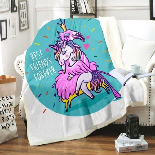 2020 NEW Rainbow Horse Unicorn Blanket 3D Print Sherpa Blanket on Bed Kids Girl Flower Home Textiles Dreamlike Style 03