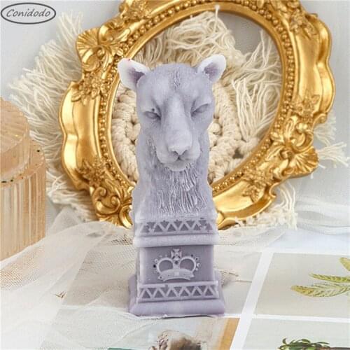 Handmade 3D Stereoscopic Geometric Lion Candles Epoxy Crafts Mold Plaster Gypsum Home Decoration Gift Supply