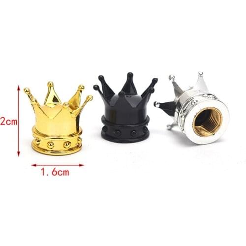 4Pcs Bicycle Tire Valve Caps Crown Shape Bike Tyre Stem Auto Truck Airtight Caps