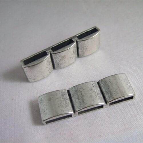 5pcs Antique Silver Color 3 Strands Separator Bar Sliders for 10mm Flat Leather Bracelet Jewelry Findings