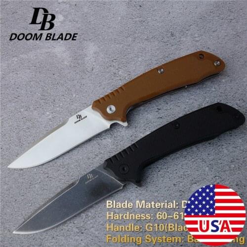 8.1" 60-61HRC Knives Bearing System Floding Knife D2 Blade G10 Handle Outdoor Survival Hunting Camping Knifes Tool