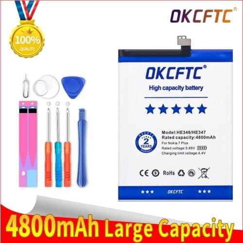 OKCFTC HE347 HE346 4800mAh Battery for Nokia 7 plus TA-1062 TA-1046 TA-1055 N7P N 7P Rechargeable Batteries