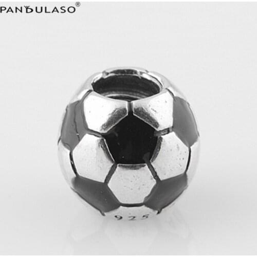 Authentic 925 Sterling Silver Jewelry Charms Beads Fits European Silver Charm Bracelet & Choker Football Beads Women DIY Jewelry