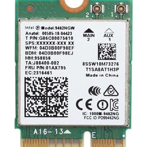 Wireless For Intel AC 9462 9462NGW NGFF Key E Wifi Card Dual Band 433Mbps 9462AC 8020.11ac Bluetooth 5.0 Laptop Windows 10