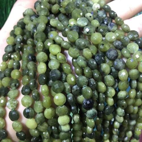 Natural Stone Beads Canadian Jae Oblate Section Beads 6mm Loose Beads for Jewelry Making Necklace DIY Bracelet Length 38cm