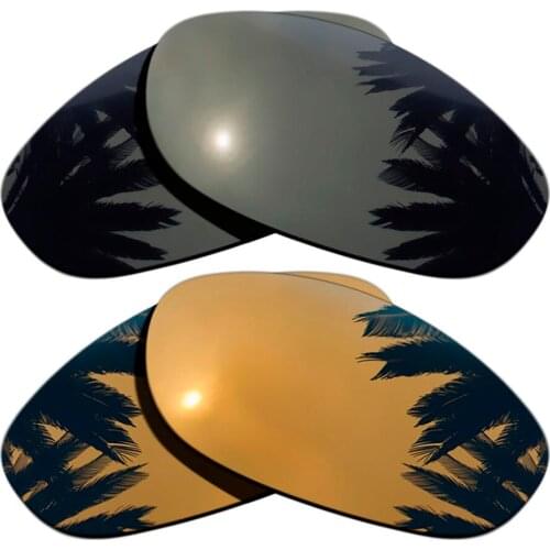 Black+Bronze Gold Mirrored Coating) 2-Pairs Polarized Replacement Lenses for Monster Dog 100% UVA & UVB Protection