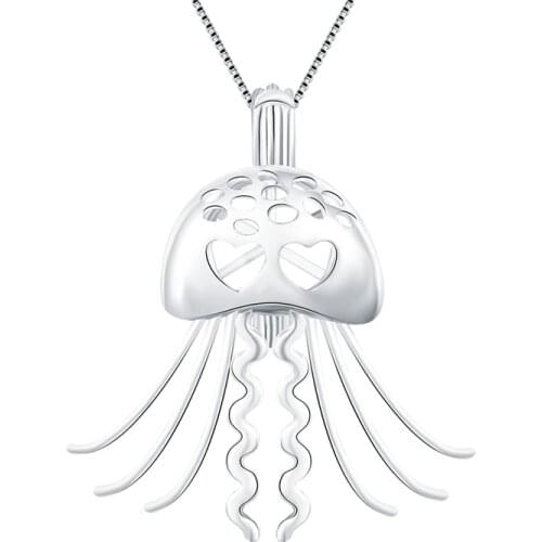 CLUCI 3pcs Silver 925 Jelly Fish Shaped Pearl Locket Cage Pendants Women Jewelry Real 925 Sterling Silver Pearl Pendants SC151SB
