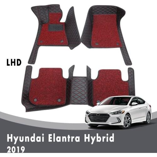 For Hyundai Elantra Hybrid 2019 Luxury Double Layer Wire Loop Car Floor Mats Carpets Auto Interiors Styling Covers Waterproof
