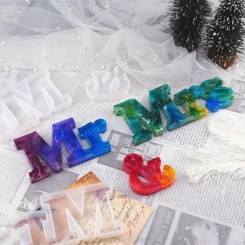3 Pack Handmade Alphabet Mr & Mrs Letter Resin Molds Kit Mr & Mrs Couple Epoxy Resin Casting Molds Art Craft F22 21 Dropship