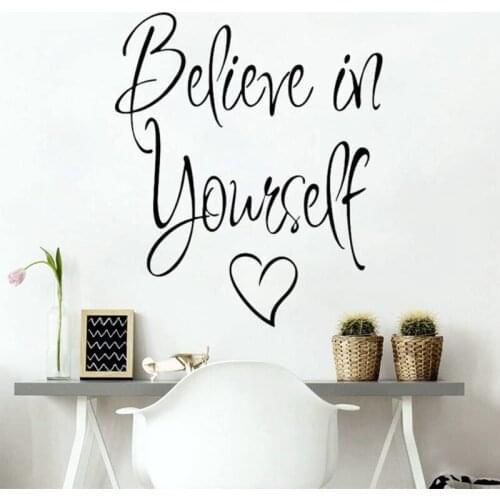 Phrase "Believe In Yourself" Childrens Room Living Room Wall Sticker Removable Waterproof Wallpaper Decoration