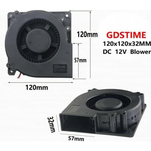 Gdstime 100 pcs 120x120x32mm Cooling Fan 120mm 12cm Ball Bearing 4.7 inch Big Cooler DC Brushless Blower Fan 12V 12032 WHOLESALE