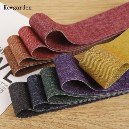Kewgarden Thick Denim Fabric Ribbons 1" 1-1/2" 38 25 15 10mm DIY Bow Tie Hair Accessories Handmade Tape Sewing Webbing 5 Yards