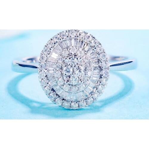 AEAW Luxury Halo Style Fine 0.4ct Diamond Rings 18K white gold Engagement Rings Statement Anniversary Day Gift For women