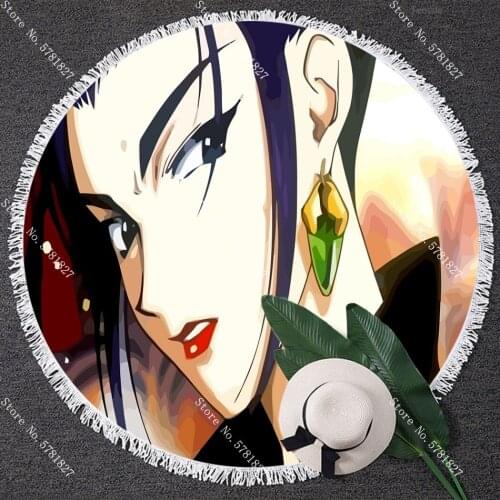 Cowboy Bebop Round Tassels Beach Towel Summer Bounty Hunter Yoga Matt Swim Cover Cloth Japan Anime Round Beach Towel Decor