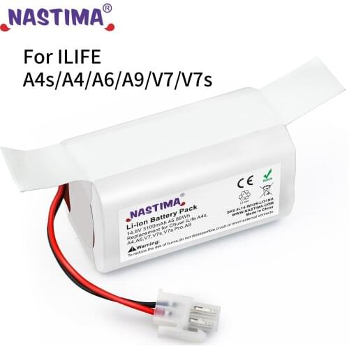 Nastima 14.8V 3100mAh Lithium ion battery for ILIFE ecovacs A4s, A4, A6, A9, V7, V7s, V7s Pro Robotic Vacuum Cleaner Chuwi