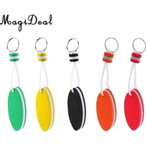 MagiDeal 5 Pieces Oval Shaped EVA Foam Floating Key Ring Boat Keychain for Marine Fishing Rafting Canoeing Sailing Accessories