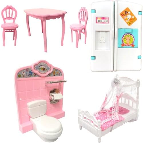 NK Mix Cute Doll Furniture Pretend Play Toy Hangers TV Sofa Shoes Rack for Barbie Doll Kelly Dollhouse Accessories Girl Toy JJ