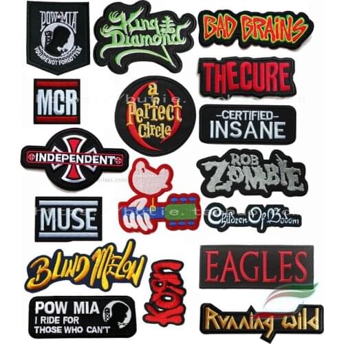Punk band adhesive back badge a228 bird guitar embroidered dress decoration patch heavy metal band accessories