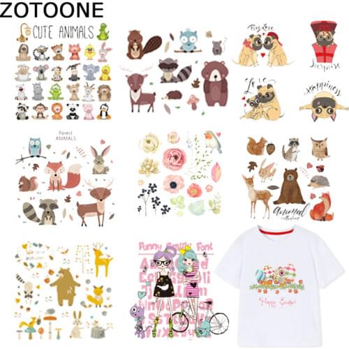 ZOTOONE Girls Patches Folwer Iron on Transfers for Clothes T-shirt Heat Transfer Cute Animal Sticker DIY Accessory Appliques F1