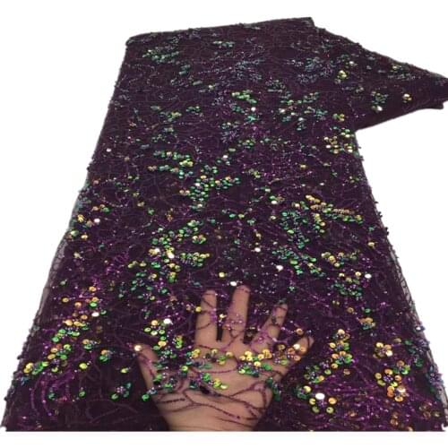 Latest French Nigerian Sequins Lace Fabrics 2021 High Quality Lace Material African Lace Fabric For Wedding Sewing XZ-275