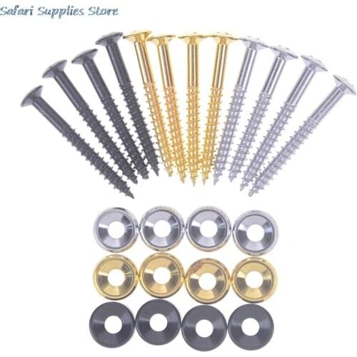 New 8 PCS Gold/Black/Silver Electric Guitar Neck Mounting Ferrules/Bushings And Screws Black Guitars Basses Straps Accessories