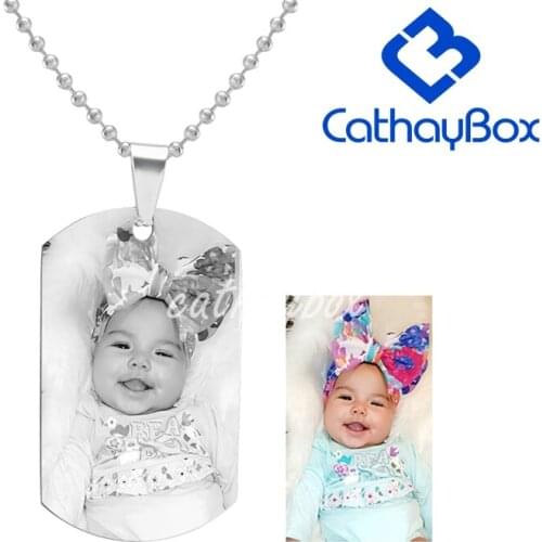 Personalized Photo Engrave Pendant Dog Tag Keychain Necklace Gift Silver Color Stainless Steel Custom Picture Fashion Jewelry