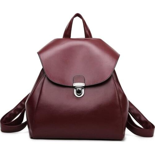 Casual Backpack Female Brand Leather Womens backpack Large Capacity School Bag for Girls Double Zipper Leisure Shoulder C1457