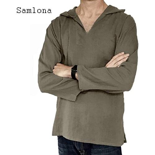 Samlona Men's T-shirts With A Hood