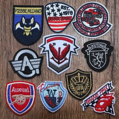 Shield Bat Car Stars Letter A British Style Totem Icon Embroidered Applique Patch for Clothing DIY Sew up Badge on the Backpack