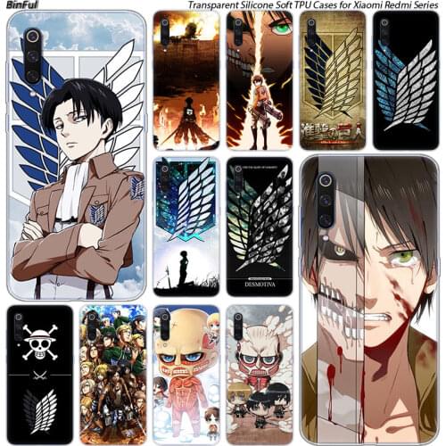 Anime attack on Titan Silicone Case For Xiaomi Pocophone F1 9T 9 9SE 8 A2 Lite A1 A2 Mix3 Redmi K20 7A Note 4 4X 5 6 7 Pro S2