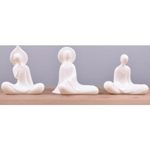 Character Statue White Porcelain No Phase Buddha Zen Home Accessories Creative Car Office Characters Living Room Craft Ornaments