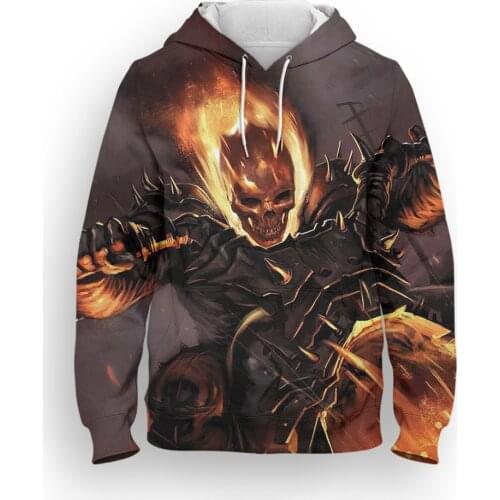 Ghost Rider Sweatshirts For Men Spring Marvel 3D Printed Cool Women Hoodies Casual Long Sleeve Harajuku Children Pullover