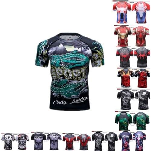 Shark 3D pattern sweatshirt mens compression shirt gym T-shirt boxing suit mma fitness wear running shirt venom series