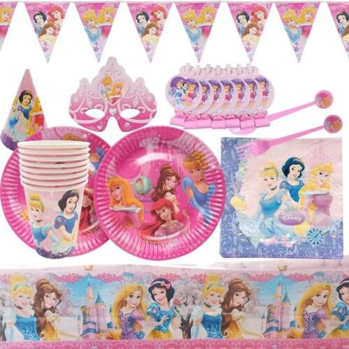 Disney Princess Theme Snow White Birthday Party Decoration Cinderella Theme Tablecloth Cup Plate Party Baby Shower Supplies