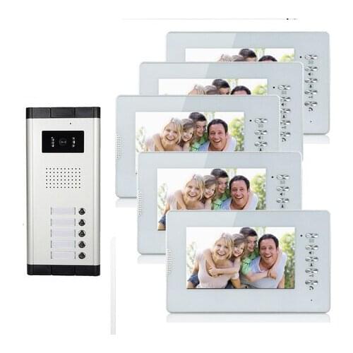 XINSILU Building security doorbell 7"video door phone for 5-apartments,HD color wired intercom system/audio door phone in stock