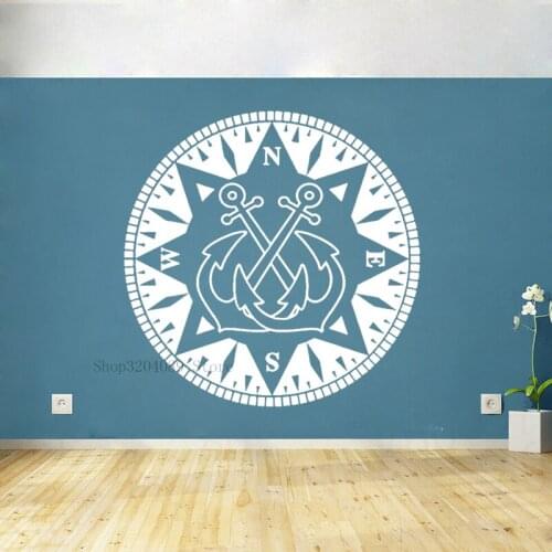 Nautical Anchor Design Wall Decal Vinyl Creative Compass Decor Home Bathroom Anchor Nautical Style Decal Art Posters CN423